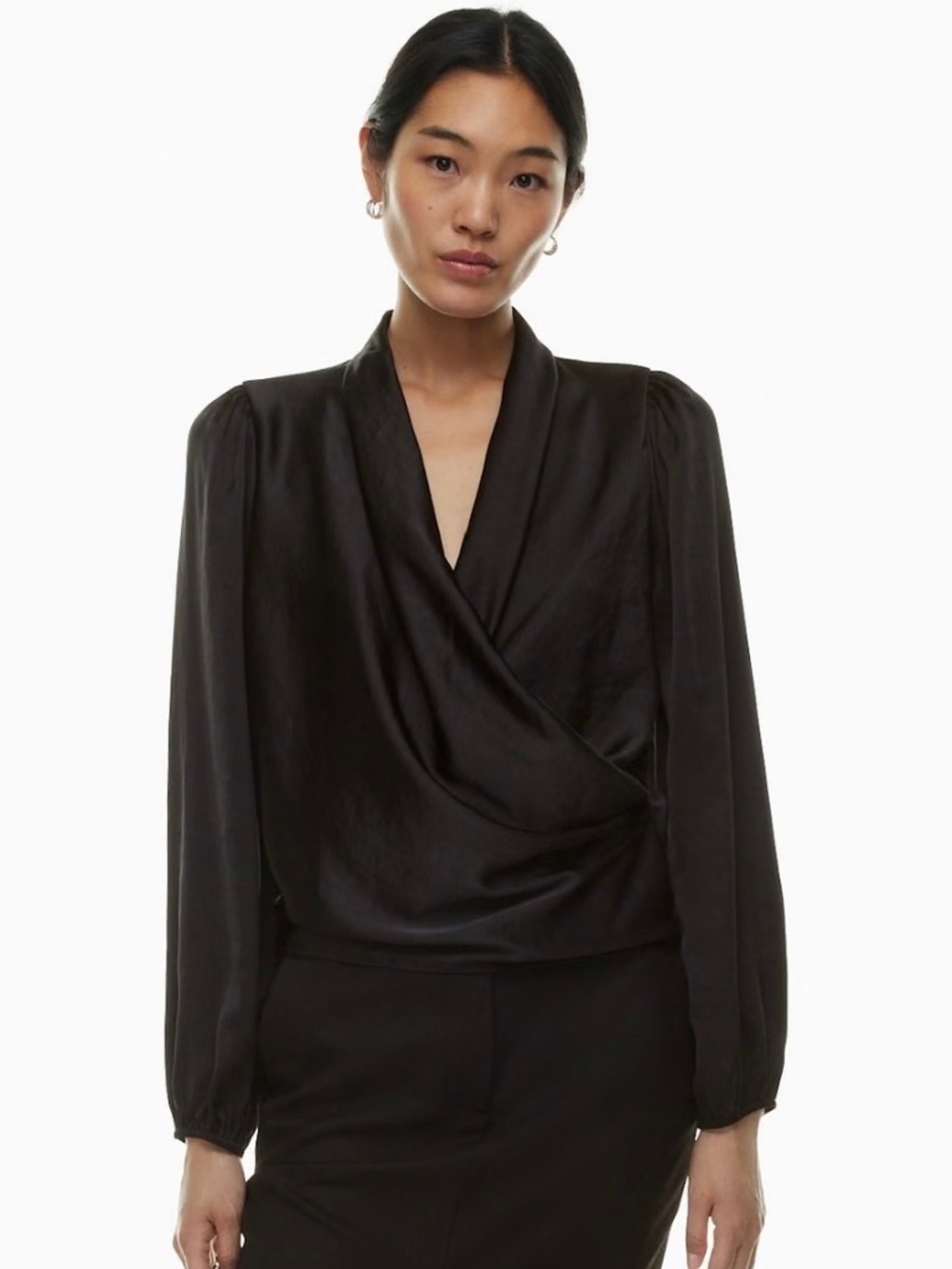 NWT Aritzia Wilfred Black Satin Blouse